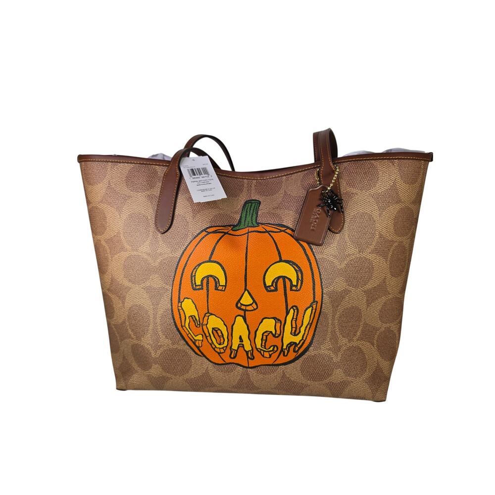 Coach City Tote Bag Signature Canvas Halloween Print New w/ Tags